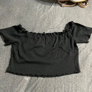 Lettuce trim black crop top